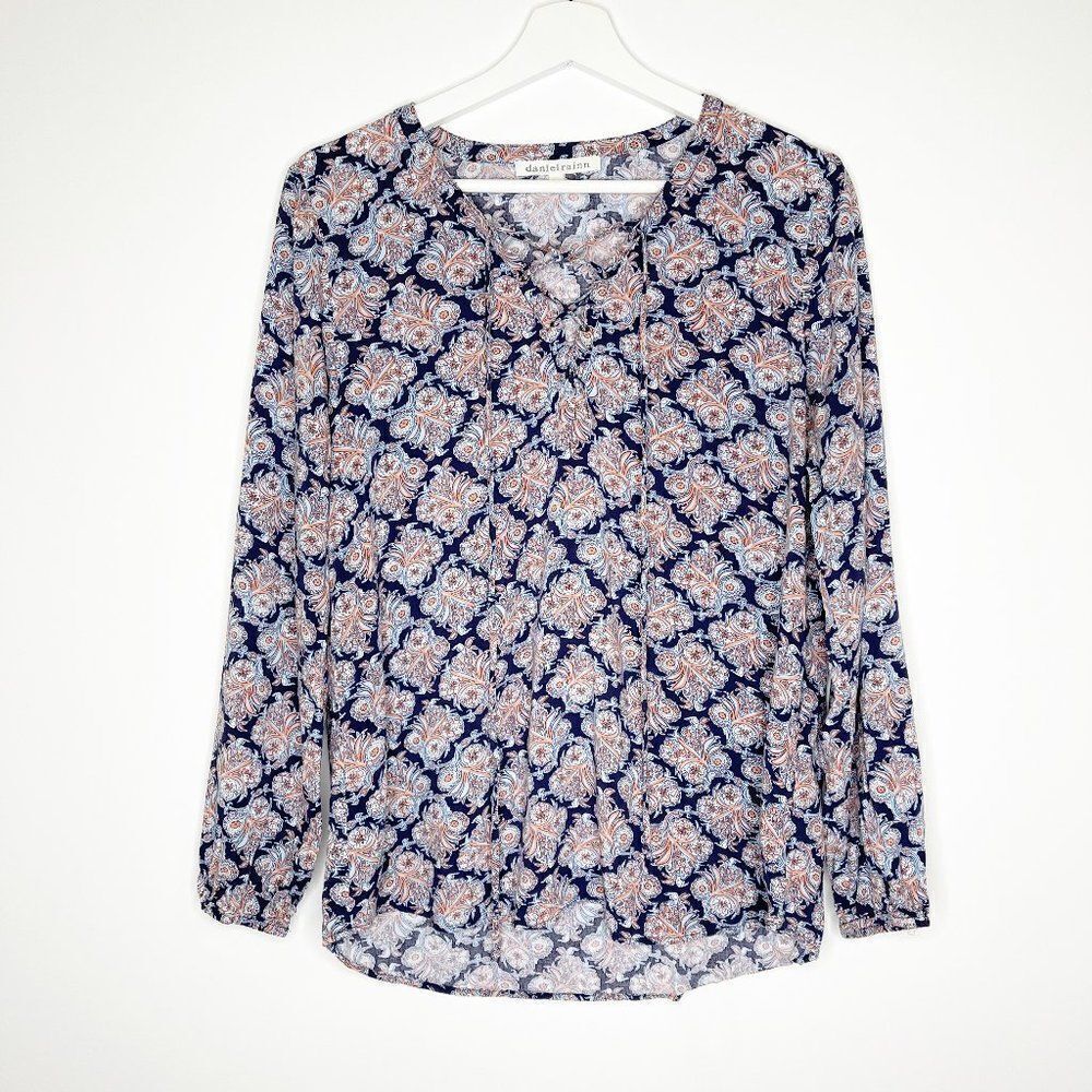 Daniel Rainn Printed Long Sleeve Blouse Size Small Boho